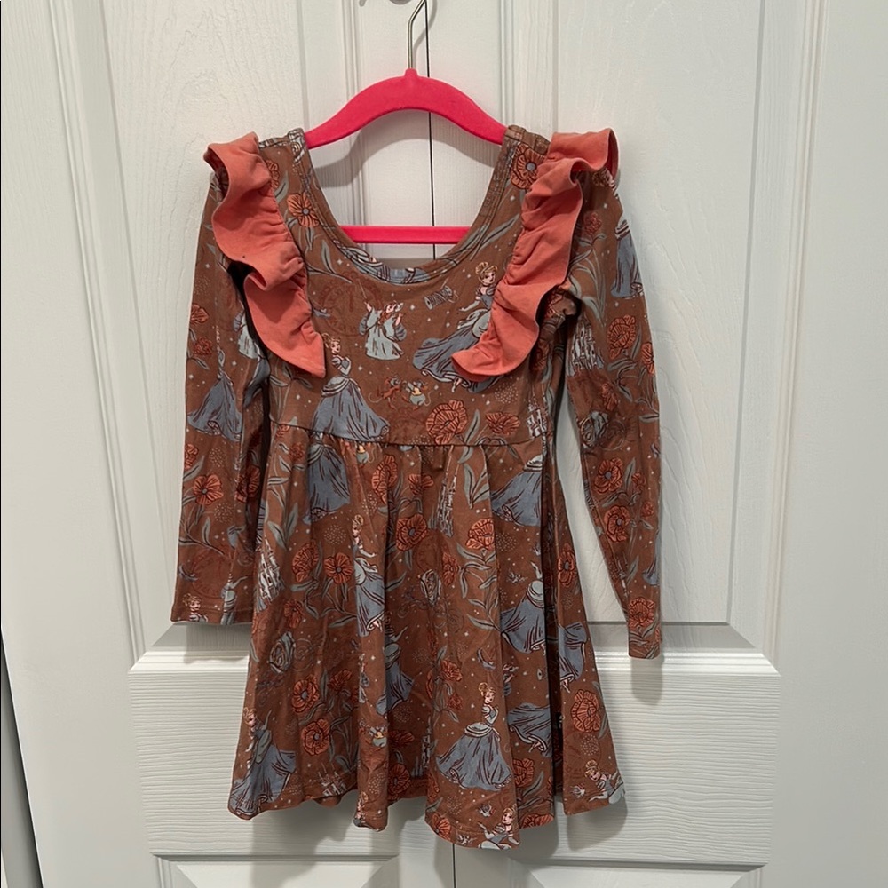 Disney Cinderella Rags Brand Ruffled Long Sleeve Kids Dress